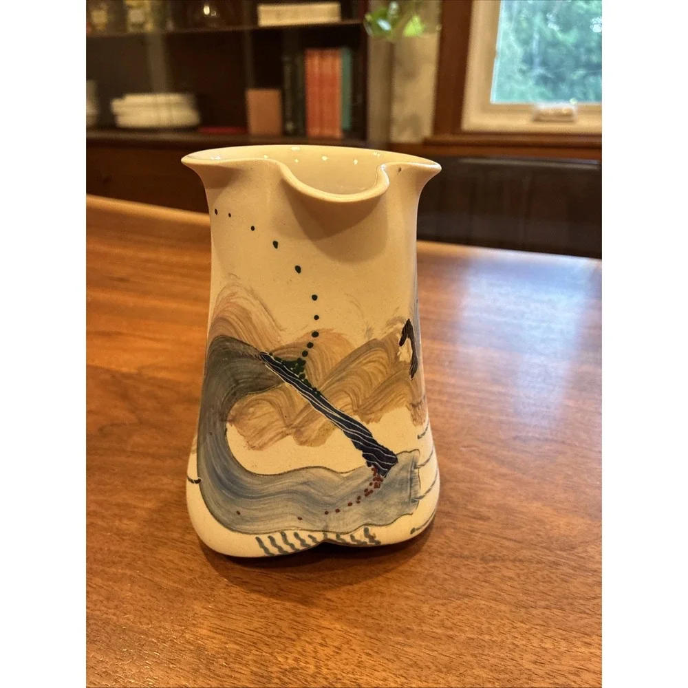 James Rothrock RARE Early Abstract Art Pottery Porcelain Pitcher 1991